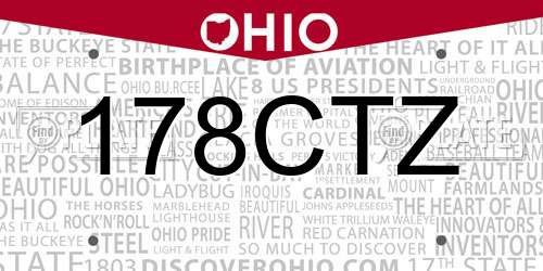 178CTZ Ohio License Plate