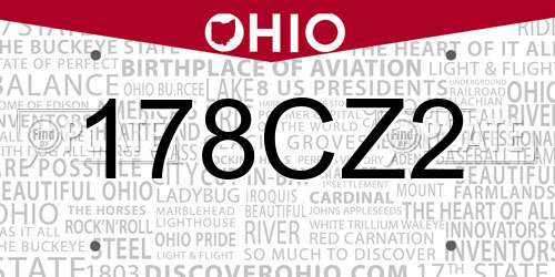 178CZ2 Ohio License Plate