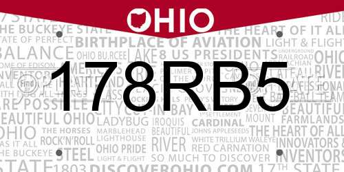 178RB5 Ohio License Plate