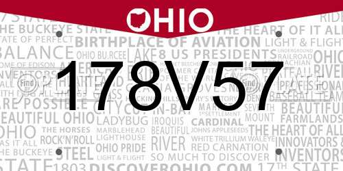 178V57 Ohio License Plate
