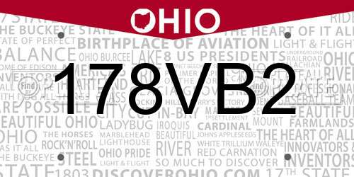 178VB2 Ohio License Plate