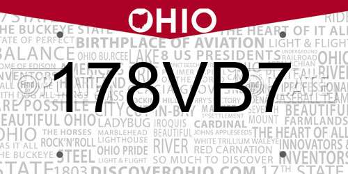 178VB7 Ohio License Plate