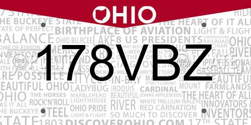 178VBZ Ohio License Plate