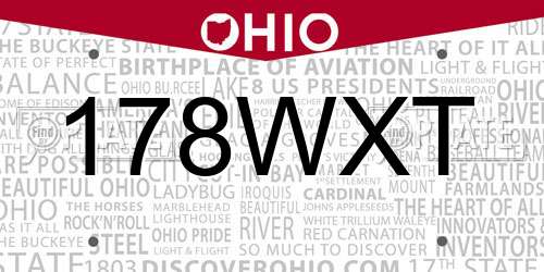 178WXT Ohio License Plate