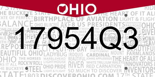 17954Q3 Ohio License Plate