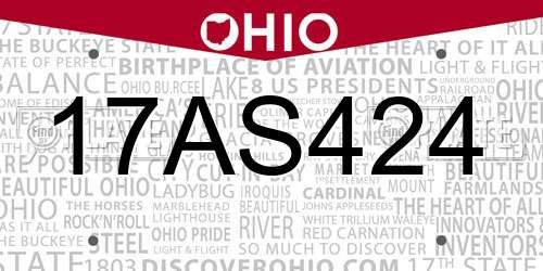 17AS424 Ohio License Plate