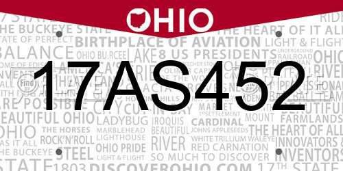 17AS452 Ohio License Plate