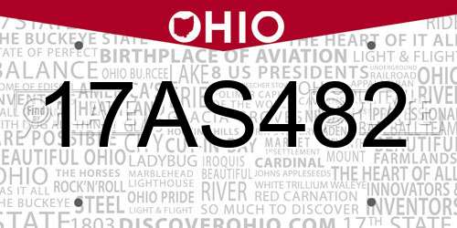 17AS482 Ohio License Plate