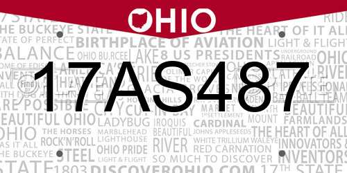 17AS487 Ohio License Plate