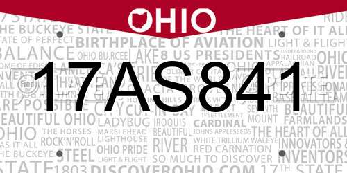17AS841 Ohio License Plate
