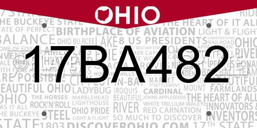 17BA482 Ohio License Plate