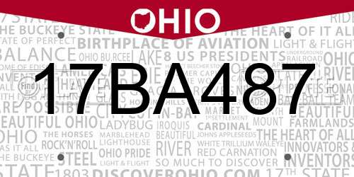 17BA487 Ohio License Plate