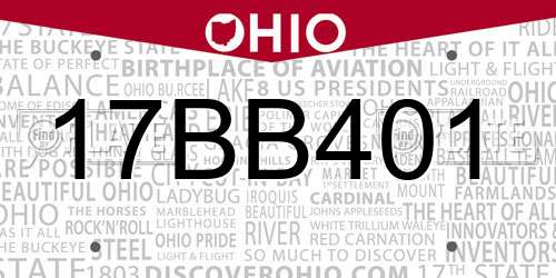 17BB401 Ohio License Plate