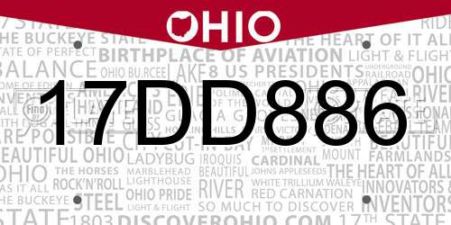 17DD886 Ohio License Plate