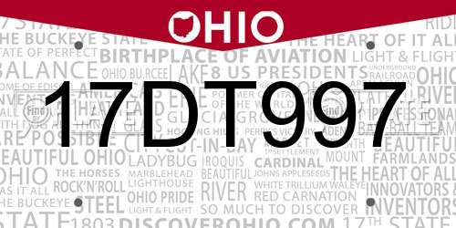 17DT997 Ohio License Plate