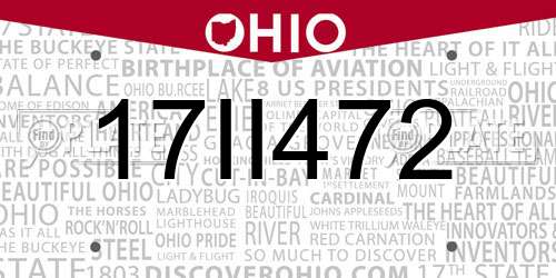 17II472 Ohio License Plate