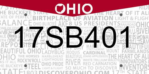 17SB401 Ohio License Plate