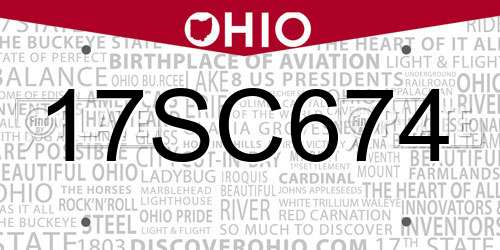 17SC674 Ohio License Plate