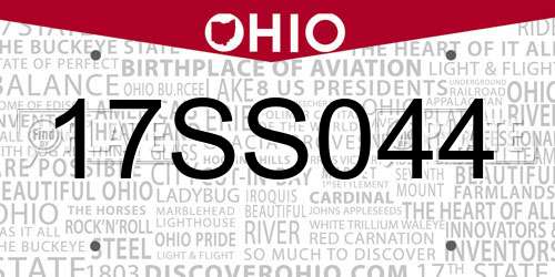 17SS044 Ohio License Plate