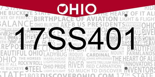 17SS401 Ohio License Plate