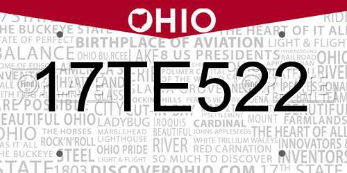 17TE522 Ohio License Plate