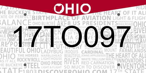 17TO097 Ohio License Plate