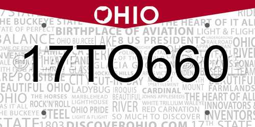 17TO660 Ohio License Plate