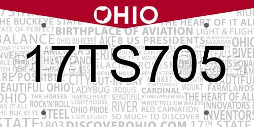 17TS705 Ohio License Plate