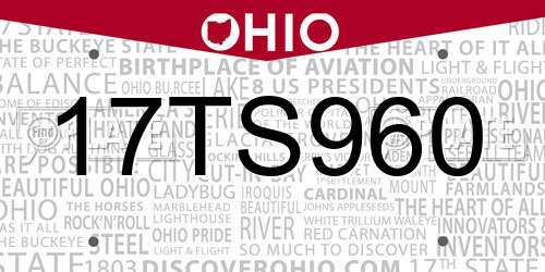 17TS960 Ohio License Plate