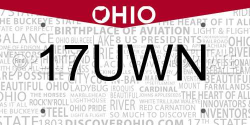 17UWN Ohio License Plate