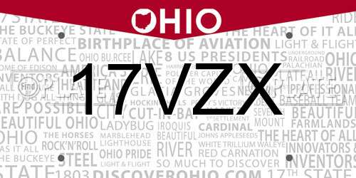 17VZX Ohio License Plate
