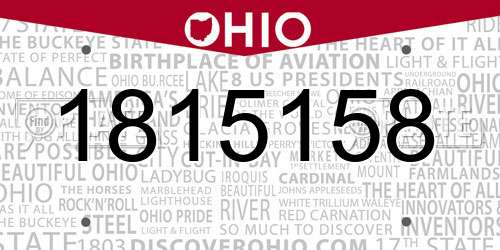 1815158 Ohio License Plate