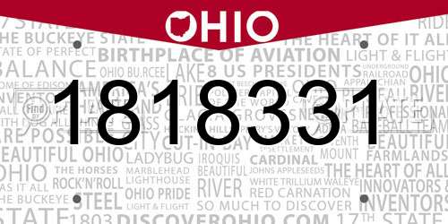 1818331 Ohio License Plate