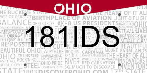 181IDS Ohio License Plate