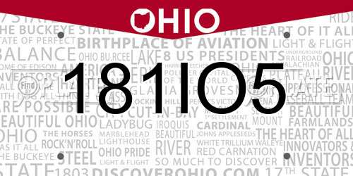 181IO5 Ohio License Plate