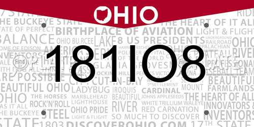181IO8 Ohio License Plate