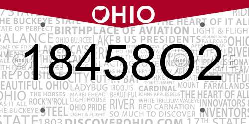 18458O2 Ohio License Plate