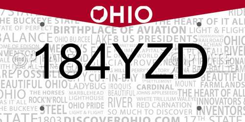 184YZD Ohio License Plate