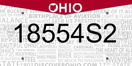 18554S2 Ohio License Plate