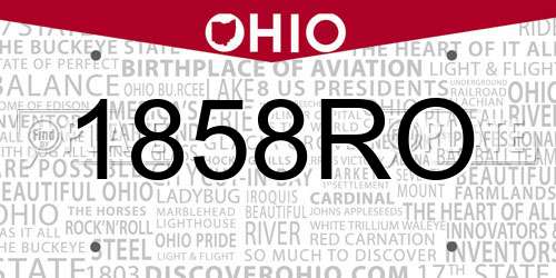 1858RO Ohio License Plate