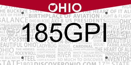 185GPI Ohio License Plate