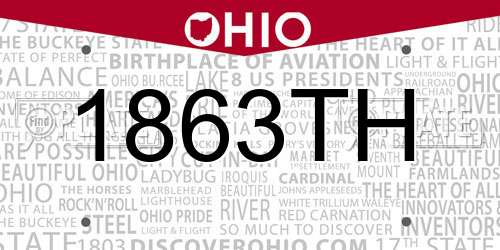 1863TH Ohio License Plate
