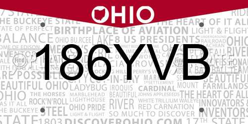 186YVB Ohio License Plate