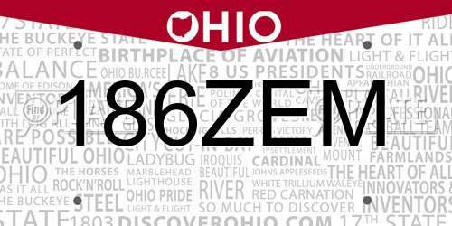 186ZEM Ohio License Plate