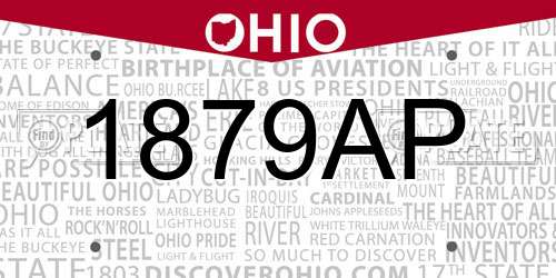 1879AP Ohio License Plate