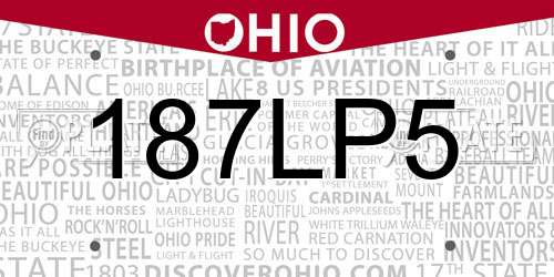 187LP5 Ohio License Plate