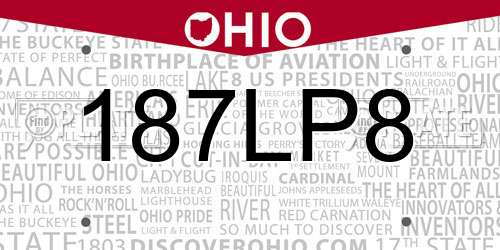 187LP8 Ohio License Plate