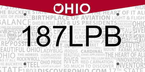 187LPB Ohio License Plate