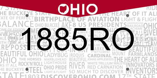 1885RO Ohio License Plate