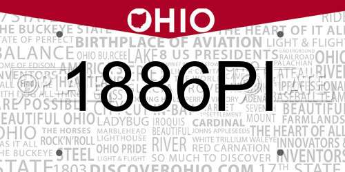 1886PI Ohio License Plate